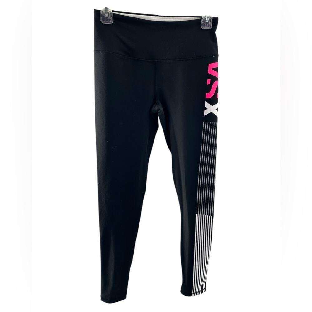 Victoria's Secret VSX Sport Pink & Black Knockout Collant Tight Leggings Size S